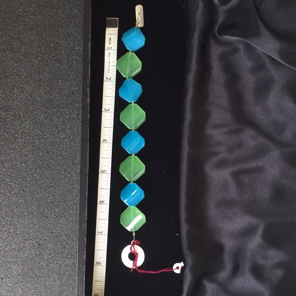 Artisan created;Aqua & sea glass green bead  bracelet - Picture 1 of 2